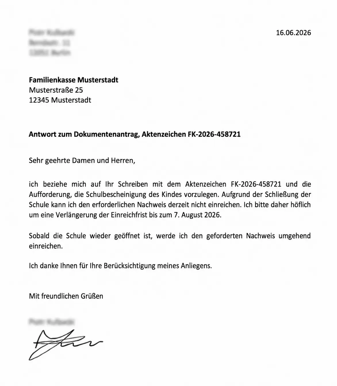 Ready letter for the office