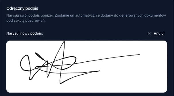 Handwritten signature on screen